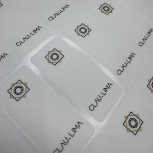 ADESIVO PAPEL RETANGULAR PERSONALIZADO PAPEL COLA EMBORRACHADA 3x6cm 4 CORES CMYK LAMINAÇÃO  FOLHA COM 48 ADESIVOS